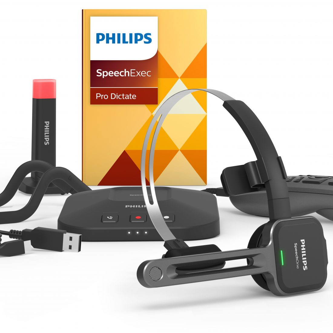 PSM6800 SpeechOne Dock+Status Light + Remote Control + AirBridge Dongle + SpeechExec Pro Dictate V11